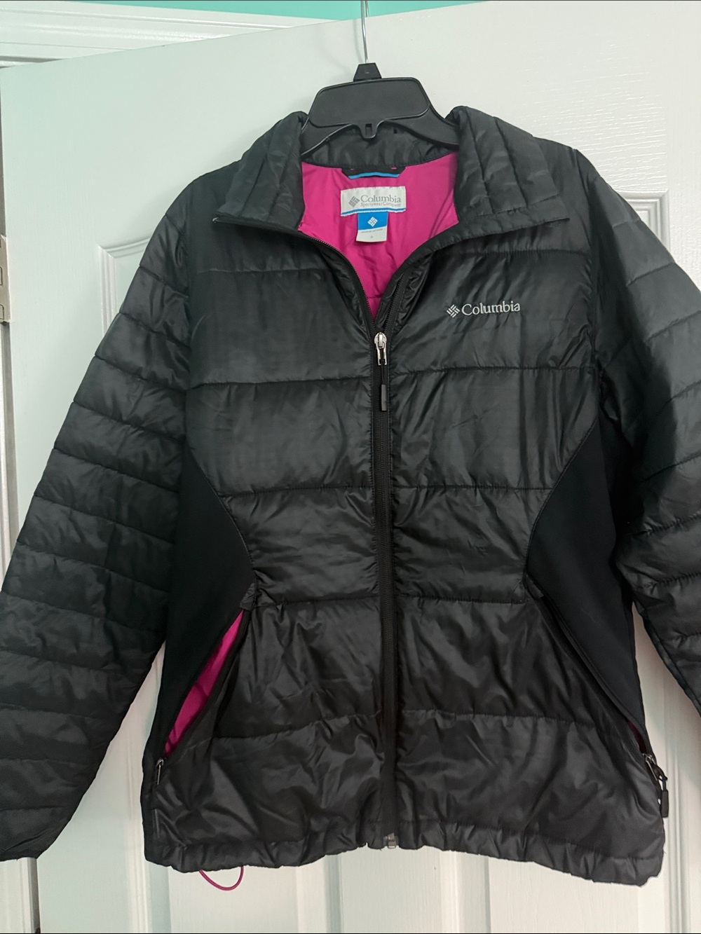 Columbia Women's Black Puffer Jacket with Pink Lining